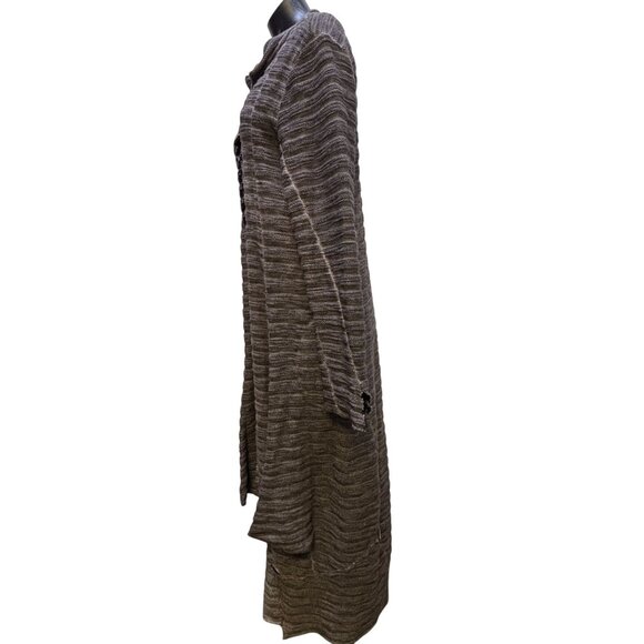 Luukaa Button-Up Long Cardigan Duster Brown Size 14 - Picture 4 of 8